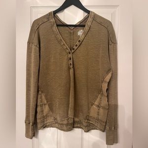 Anthropologie Olive Green Long Sleeve With Detailed Back